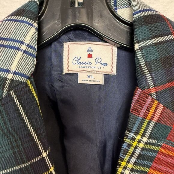 NWT Classic Prep Everett XL Kids 12 Blazer Bishop Party Tartan Holiday Plaid Red - Picture 6 of 16